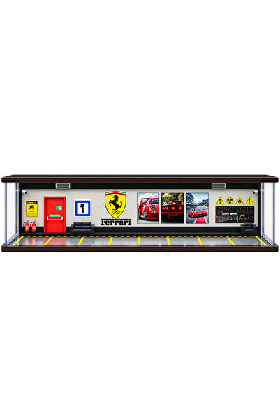 Diecast Toyblox Ferrari V2 Diorama Garaj 1/64 Ölçek 8 Araçlık, LED Işıklı USB...