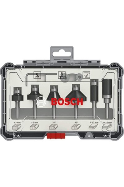 Bosch Freze Seti 6 Parça 6 mm (Pro) 2607017468 Oluk Frezeleme Uçları ile Yüks...