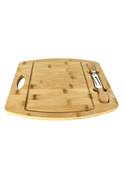 GRÜNBERG Bamboo platter for Cheeses with 2 included accessories, Material Bam...