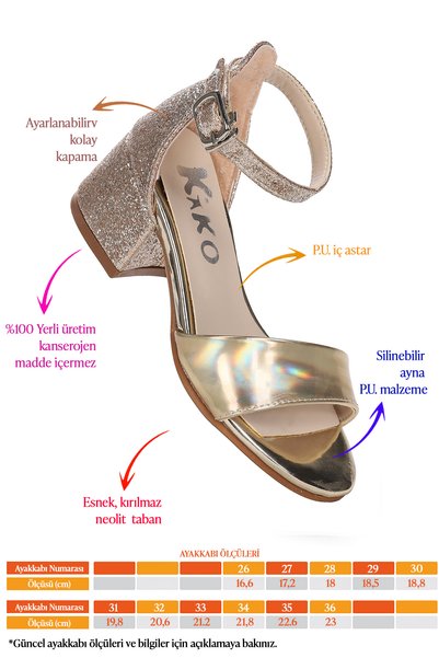 Kiko Sheila Mirror Sand Daily Fetiță Sandale cu toc de 3 cm Pantofi de seară