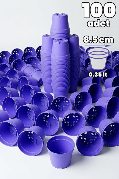 Tekpar Kaktüs ve Sukulent Saksısı Bol Drenaj Delikli 8.5 cm çap Lila 100 Adet
