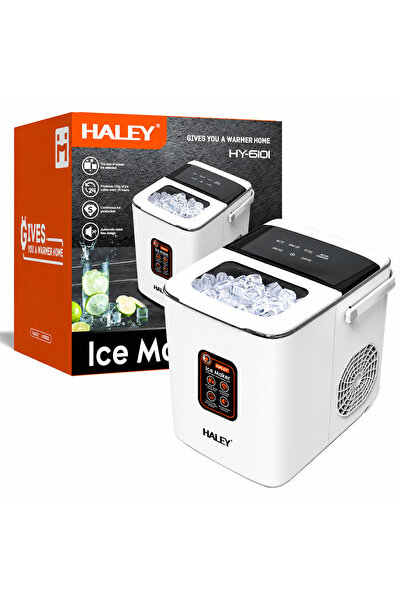 HALEY Mașină de Gheață HY-6101, 100W, 12 Kg/24h, 9 Cuburi/Ciclu, Rezervor 1.8...