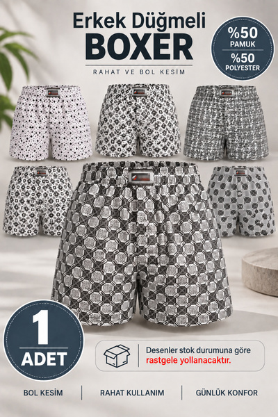 Alıç Men's Buttoned Boxer 50% Cotton 50% Polyester (Seher Authorized Seller) ...