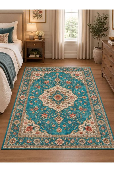 YTR HOME Dijital Baskı Yıkanabilir Kaymaz Taban Dekoratif Salon Mutfak Halısı...