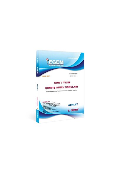 Egem Eğitim Yayınları AÖF 1. Sınıf Adalet Güz Dönemi 1. Yarıyıl Çıkmış Sınav ...