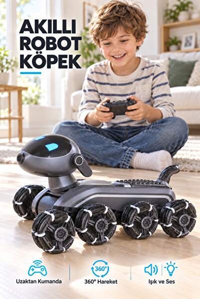 VOOKA Akıllı Robot Uzaktan Kumandalı Şarjlı Akıllı Robot Köpek 8 Tekerlekli 3...