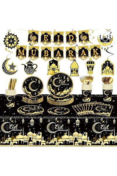 GENERAL 181 قطعة من مستلزمات حفلات رمضان وعيد مبارك، أطباق وأكواب ومناديل ومل...