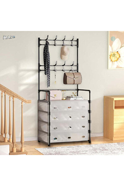 Razo Organizator multifunctional pentru incaltaminte si cuier, 5 polite,Negru