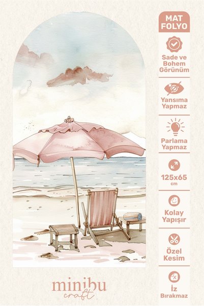Minibu Craft Beach View Dusty Pink Bohemian Arch Boho Arch Modern Wall Sticker Mnb-95