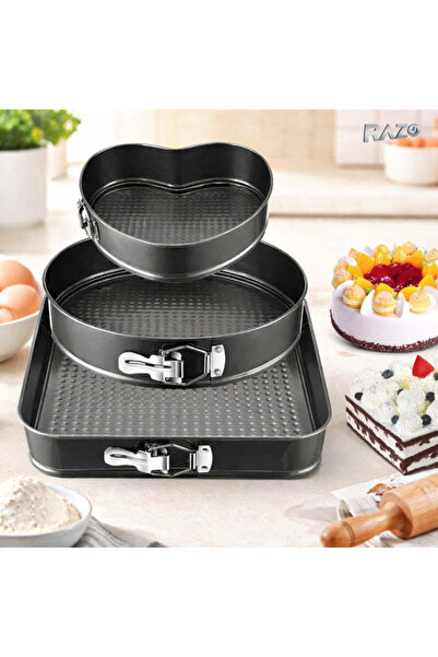 Razo Set 3 tavi cu fund detasabil / forme pentru prajituri, torturi - forma r...