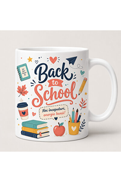 Generic Brand Cana personalizata Back to School „Noi inceputuri, energie buna...