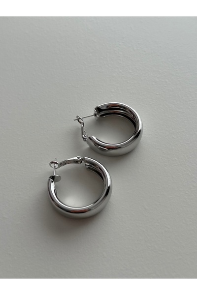 shop Silver Thick Hoop Earrings 3 cm