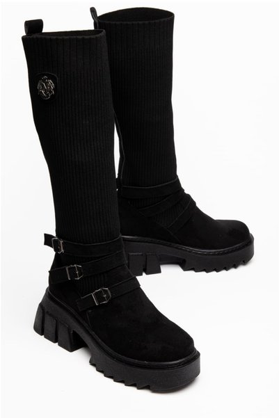 Moda Hanım Diola Suede Women's Black Casual Boots