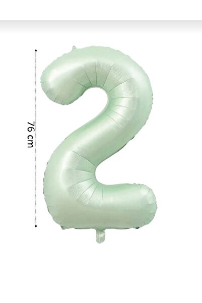 Folyo Balon 2 Rakamı Helyum Balon 76cm Yeşil Renk - 2 Yaş Balonu - Doğum Günü Süsü
