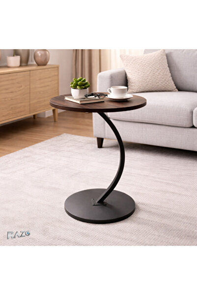Razo Masuta cafea rotunda, Blat maro, Cadru metalic, Design modern, Multifunc...