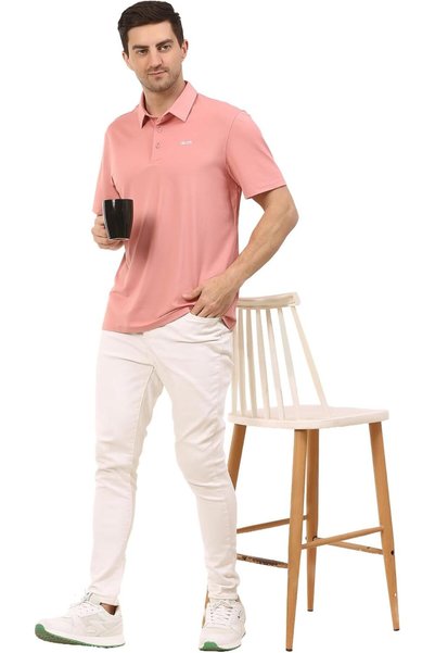 Okapi Lotus Fiber Polo T Shirt Men - Short Sleeve Collared Golf Tee for Gym, ...