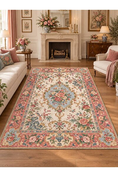 YTR HOME Dijital Baskı Yıkanabilir Kaymaz Taban Dekoratif Salon Mutfak Halısı...