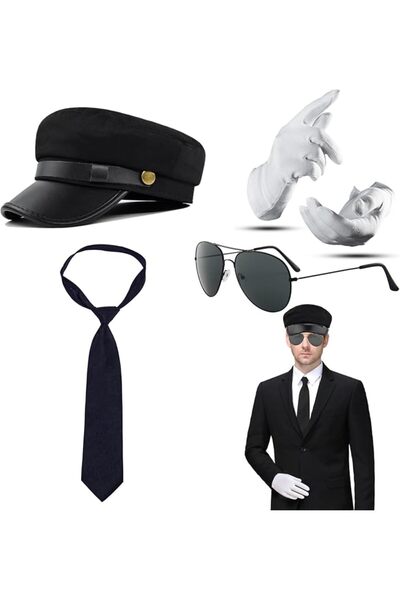 SYOSI 4PCS Hat Cotton Cap Costume Accessories Set, Chauffeur Beret Hat Sungla...