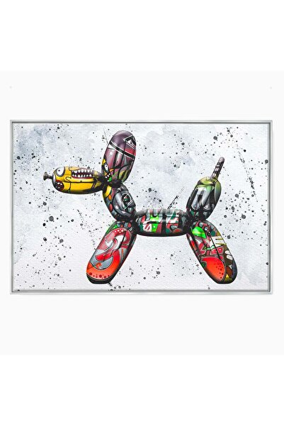 Luxcanva Tablou Canvas Pop Art Dog Balloon 100x70 cm cu Rama Argintiu Dormito...