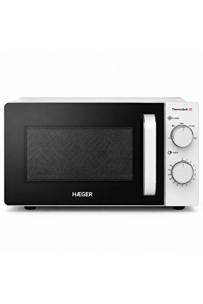 HAEGER Cuptor cu microunde THERMOQUIK, Capacitate 20L, Putere reglabilă până la 700 W, 5 Trepte de putere și Funcție de dezghețare, Alb/Negru