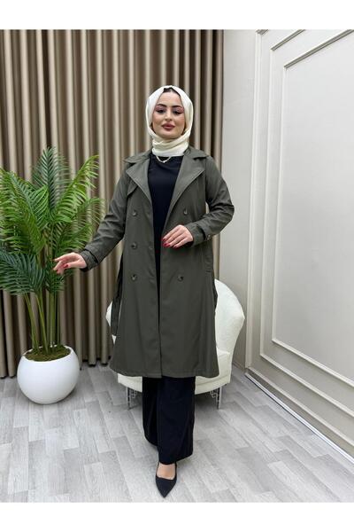 azeldembutik Kuşaklı Düğmeli AraBoy Trençkot Astarlı