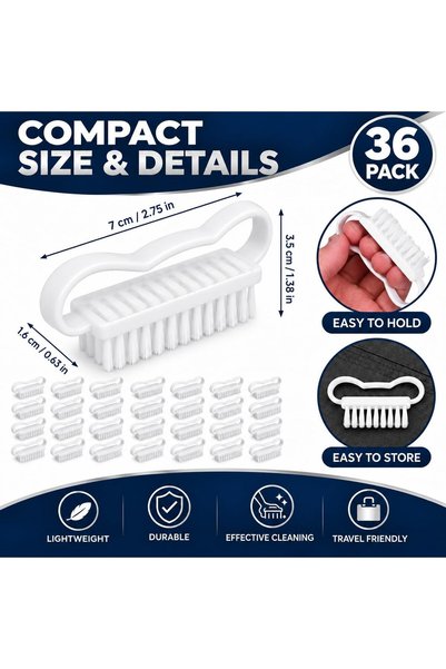 Generic 36 Pcs Nail cleaning and dust removal brush with a curved handle grip, designed for manicure and pedicure grooming