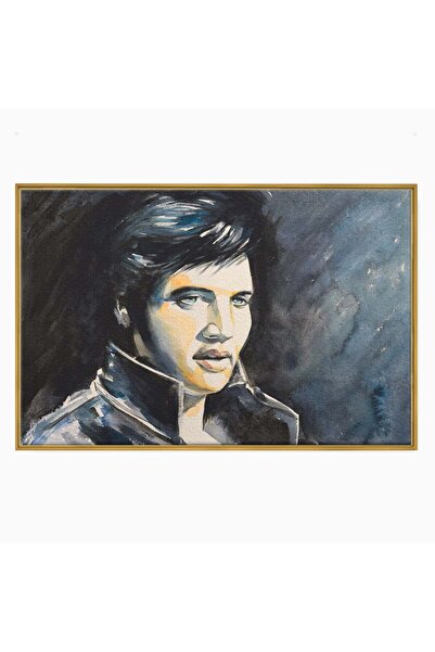 Luxcanva Tablou Canvas Regele Rock 'n' Roll-ului 150x100 cm cu Rama Auriu Elv...
