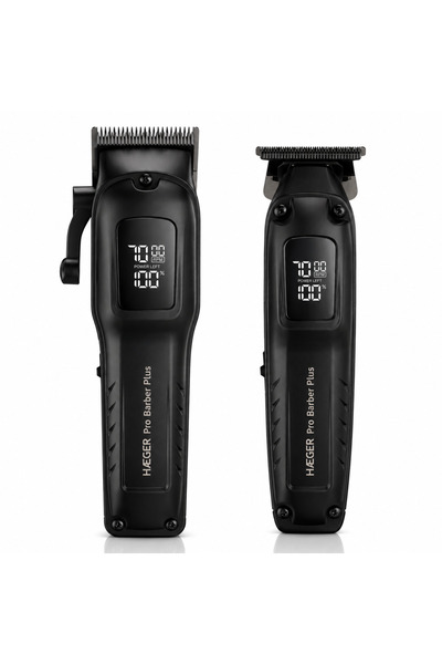 HAEGER Aparat de tuns și conturat Pro Barber Plus, set 2 în 1, afișaj LED, 10 piepteni, USB-C, Negru