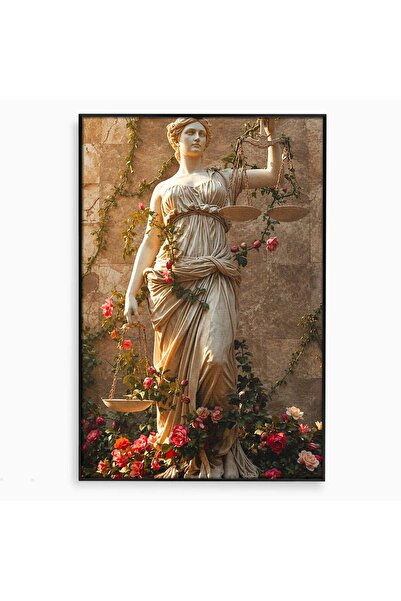Luxcanva Tablou Canvas Zeita Justitiei 80x120 cm cu Rama Negru Justitie Statu...