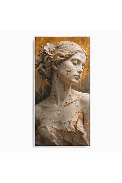 Luxcanva Tablou Canvas Frumusetea Kintsugi 70x140 cm cu Rama Argintiu Femeie ...