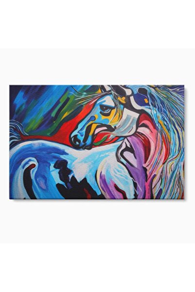 Luxcanva Tablou Canvas Colorful Horse 120x80 cm pe Sasiu Lemn Living Cal Animal