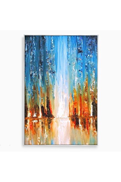 Luxcanva Tablou Canvas Abstract Cascadă 40x60 cm cu Ramă Argintie Living Abst...