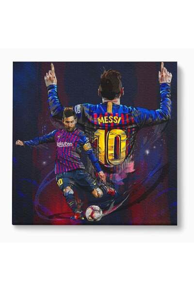 Luxcanva Tablou Canvas Lionel Messi 70x70 cm pe Sasiu Lemn Balon De Aur Fotba...