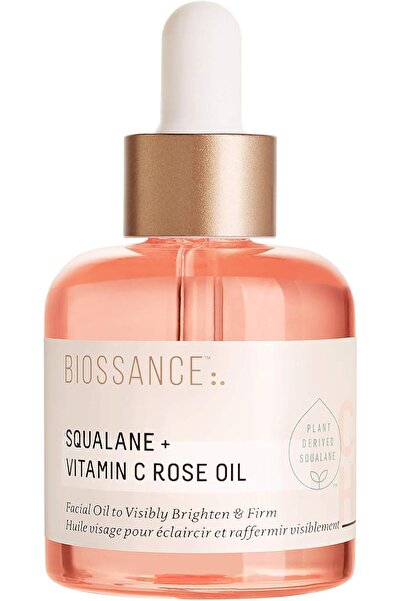 BIOSSANCE Squalane and Vitamin C Rose Oil. Facial Oil to Visibly Brighten, Hy...