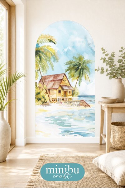 Minibu Craft Sea View House Bohemian Arch Boho Arch Modern Wall Sticker Mnb-97