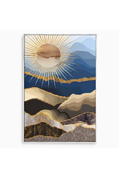 Luxcanva Tablou Canvas Abstract Mountain 70x100 cm cu Rama Argintiu Living Mu...