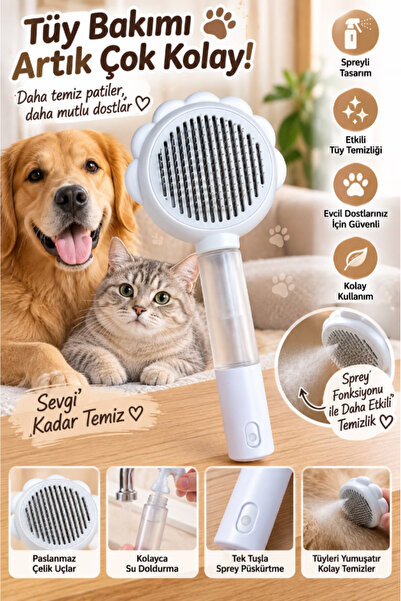 TUMU LIFE Pet Brush with Automatic Cleaning Button and Spray, Cat and Dog Hai...