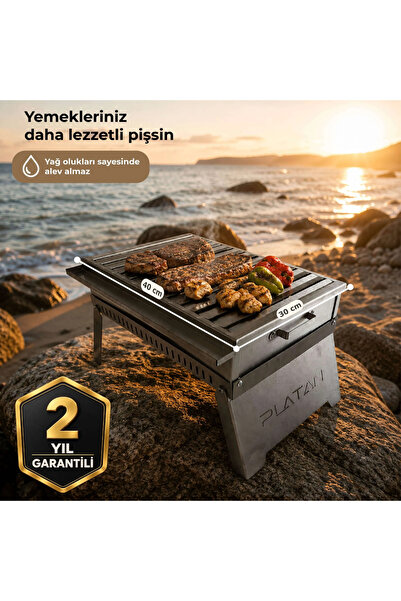 platan Handy Ones-C Paslanmaz Çelik Katlanır Mangal Büyük Boy