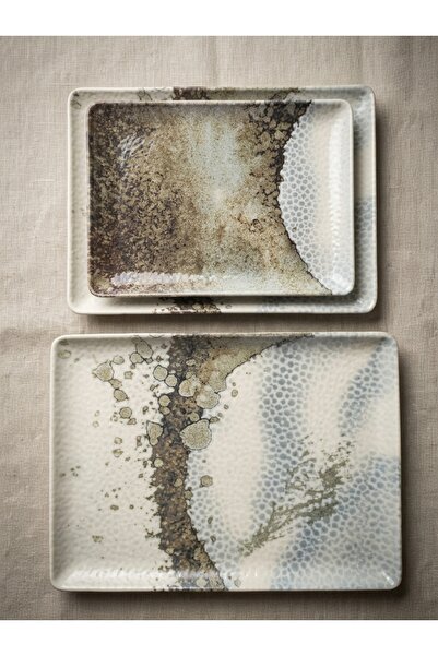 Kütahya Porselen 30X22 Cm, 27X20 cm and 23X17 cm 3-Piece Rectangular Presenta...