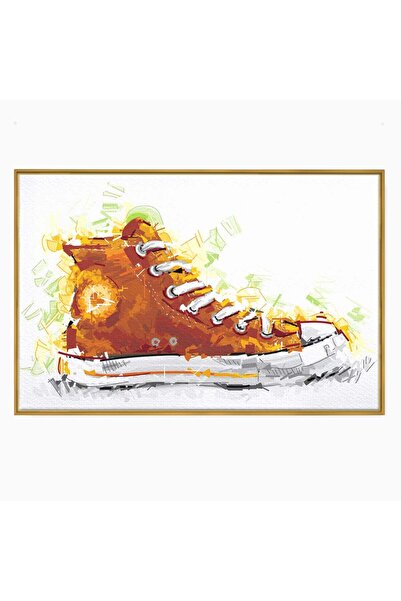 Luxcanva Tablou Canvas Tenisi Converse 150x100 cm cu Rama Auriu Culori Basche...