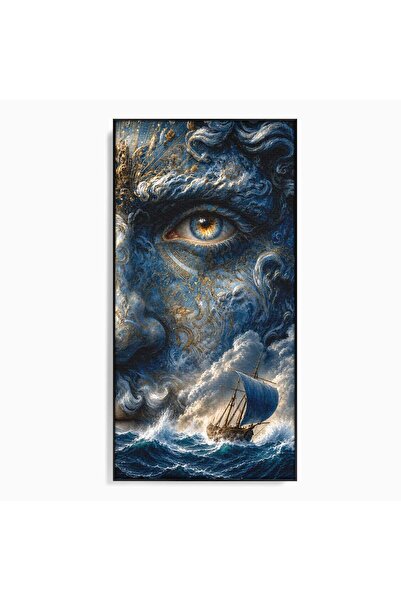 Luxcanva Tablou Canvas Zeul Marii 60x120 cm cu Rama Negru Natura Mare Vas