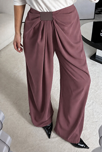 My Blog Dusty Rose Pleated Draped Premium Trousers - 261061