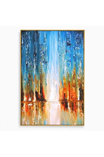 Luxcanva Tablou Canvas Abstract Cascadă 100x150 cm cu Ramă Aurie Living Abstr...