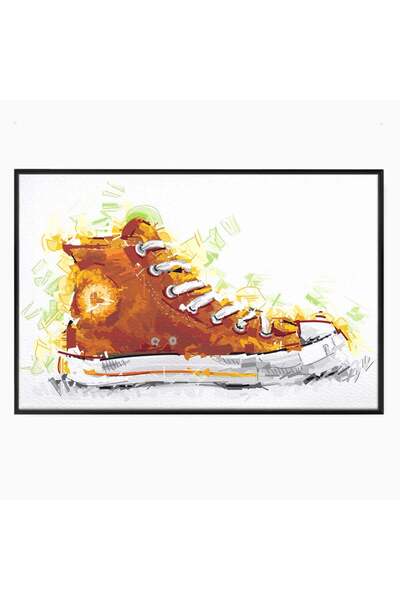 Luxcanva Tablou Canvas Tenisi Converse 60x40 cm cu Rama Negru Culori Baschet ...