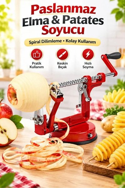 AYACO Paslanmaz Çelik Spiral Elma Patates Soyucu Dilimleme Makinesi Vantuzlu ...