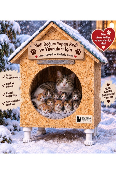 narım Kedi evi kedi yuvası YENİ DOĞUM YAPAN KEDİ VE 5 YAVRU İÇİN su yalıtımlı
