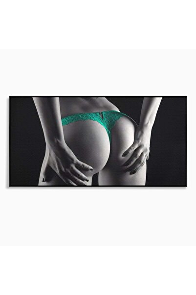 Luxcanva Tablou Canvas Green Underwear 120x60 cm cu Rama Negru Studio Sexi Nu...