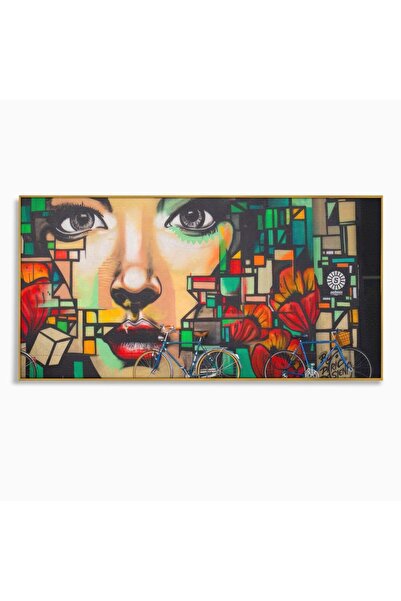 Luxcanva Tablou Canvas Graffiti Wall Art 60x120 cm cu Rama Auriu Camera Copil...