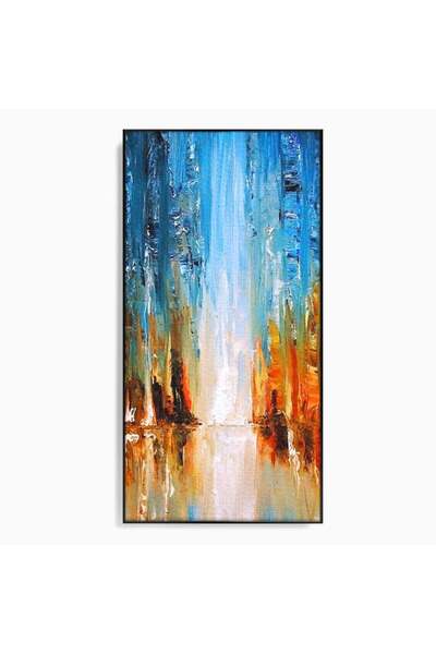 Luxcanva Tablou Canvas Abstract Cascade 70x140 cm cu Rama Negru Living Abstra...