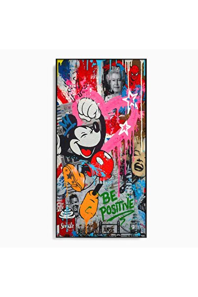 Luxcanva Tablou Canvas Be Positive 60x120 cm cu Rama Negru Decorativ Birou Mi...